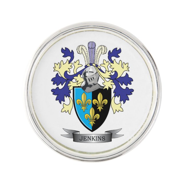 Jenkins Family Crest Coat of Arms Pin (Front)