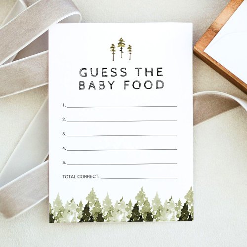 JENNA Mountain Pine Guess the Baby Food Game Invitation