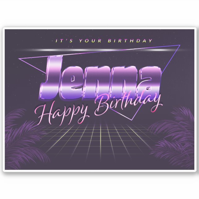 Jenna Name First name lila retro Sticker Birthday (Front)