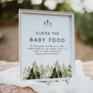 JENNA Rustic Pine Guess The Baby Food Baby Shower Poster