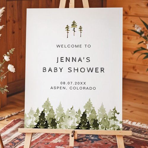 JENNA Rustic Pine Tree Baby Shower Welcome Foam Board