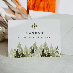 JENNA Rustic Pine Tree Bridesmaid Proposal Card