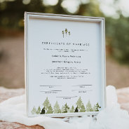 Jenna Rustic Pine Tree Marriage Certificate Poster at Zazzle