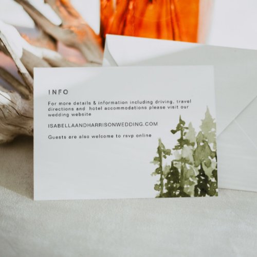 JENNA Rustic Pine Tree Wedding Details Card