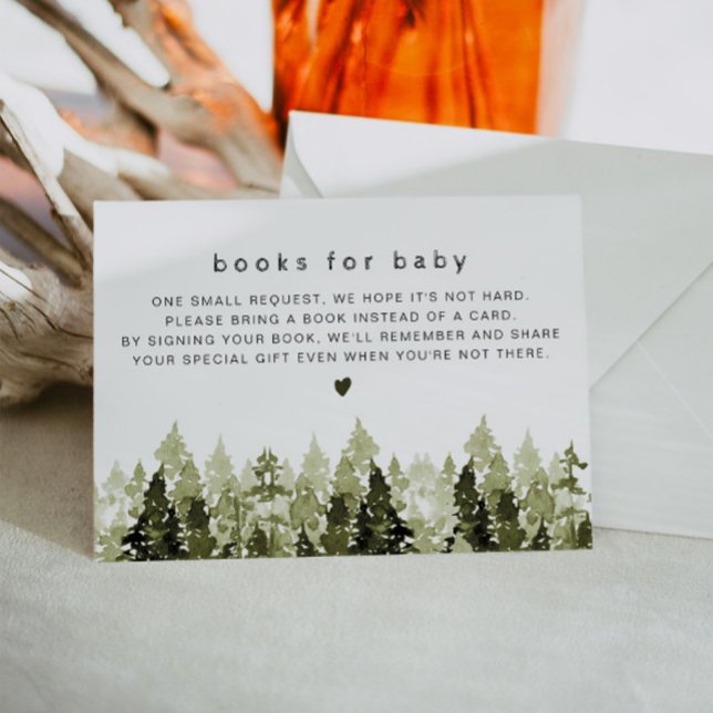 JENNA Rustic Watercolor Pine Books for Baby Card (Creator Uploaded)
