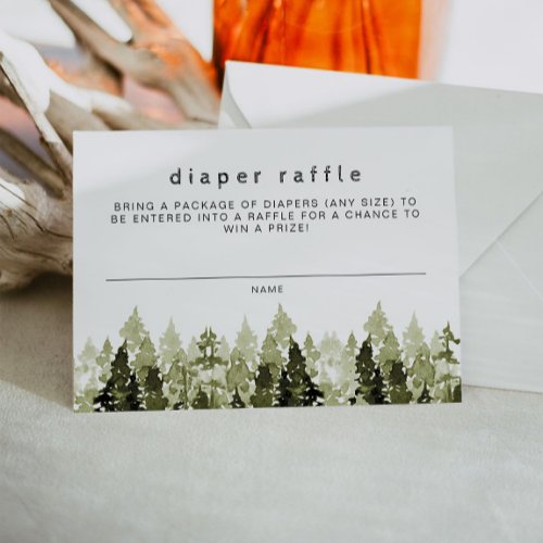 JENNA Rustic Watercolor Pine Diaper Raffle Ticket Invitation