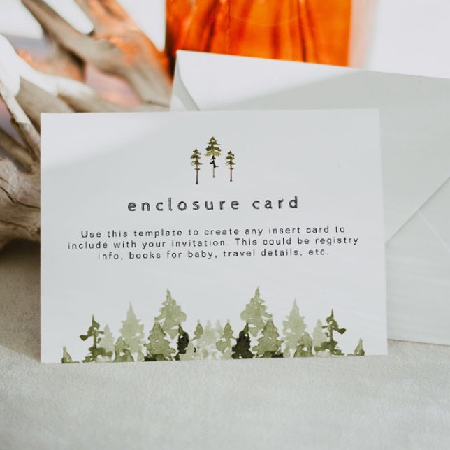 JENNA Rustic Watercolor Pine Enclosure Card (Creator Uploaded)