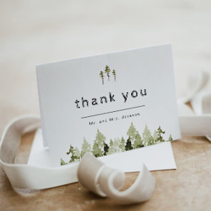 JENNA Rustic Watercolor Pine Thank You Card