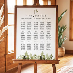 JENNA Rustic Watercolor Pine Tree Seating Chart