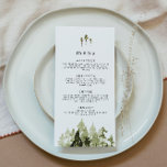 JENNA Rustic Watercolor Pine Tree Wedding Menu<br><div class="desc">This wedding menu features rustic watercolor pine trees and a bohemian handwritten font. Easily edit all wording and fonts to match your event style.</div>