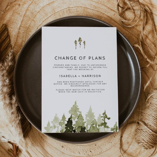 JENNA Rustic Watercolor Wedding Change of Plans In Invitation