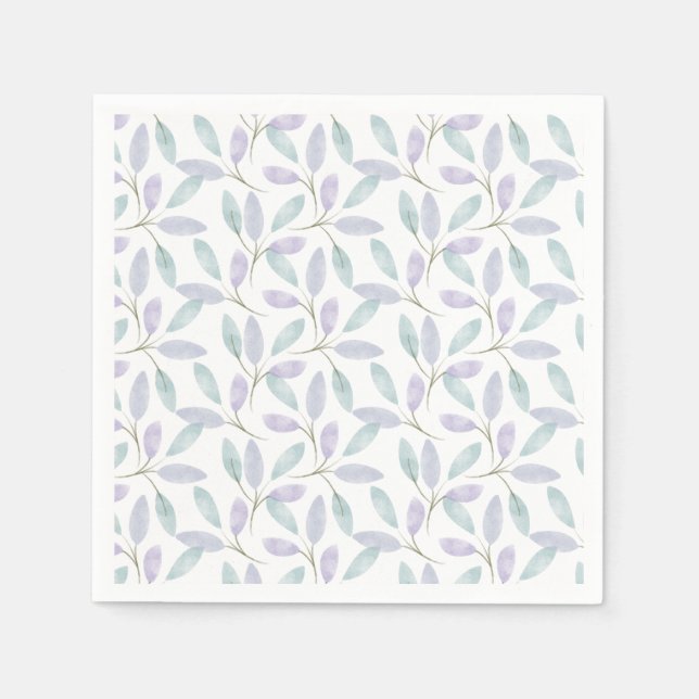 Jennifer Collection Watercolor Leaves Napkins (Front)