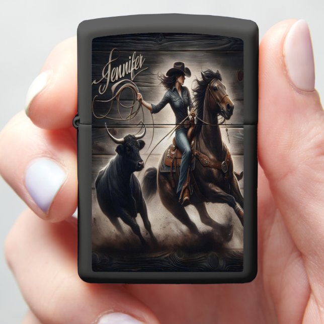 Jennifer Cowgirl's Rodeo Ride Zippo Lighter (In Hand)