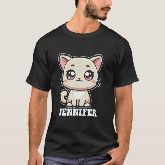 Jennifer Cute Kitty Cat Design for Girls Name Jenn T-Shirt
