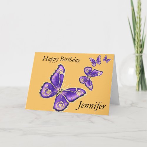 Jennifer Happy Birthday Butterfly Card