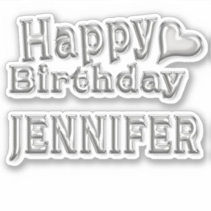 Jennifer Happy Birthday silver Sticker