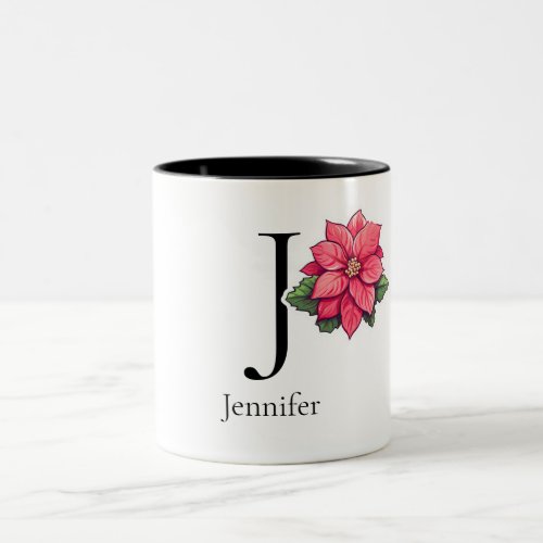 Jennifer minimalist monogram mug with flower