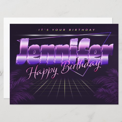 Jennifer Name First Name purla retro Card Birthday