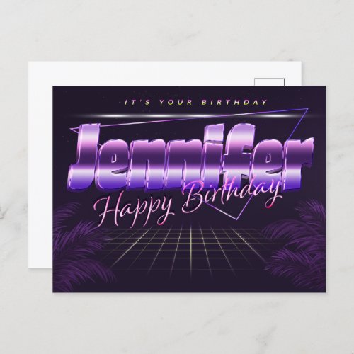 Jennifer Name First name purple postcard