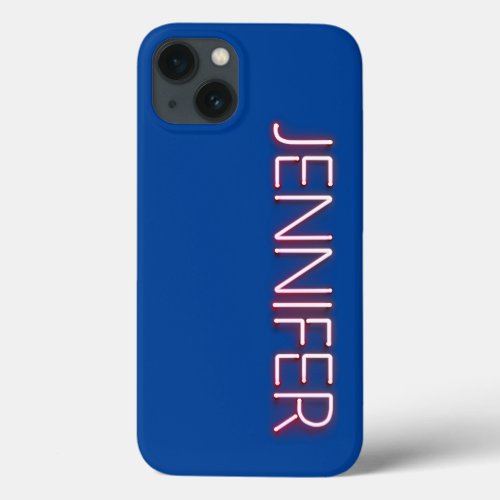 Jennifer name in glowing neon lights iPhone 13 case