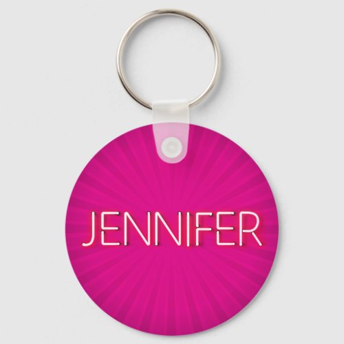 Jennifer name in glowing neon lights keychain