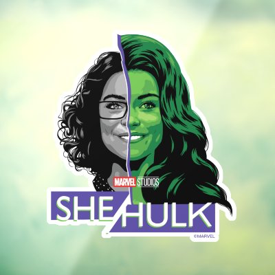 Jennifer Walters She-Hulk Dual Face Graphic Window Cling