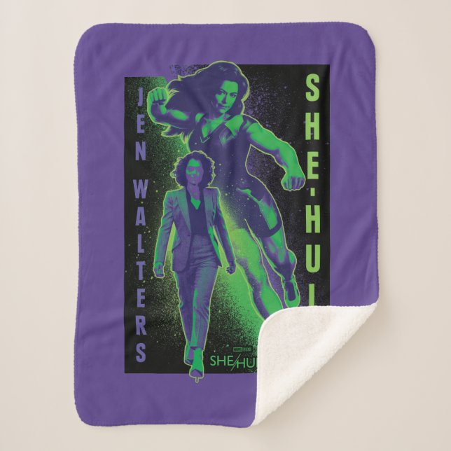 Jennifer Walters She-Hulk Dual Pose Graphic Sherpa Blanket (Front)