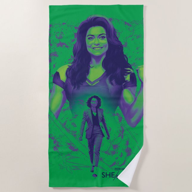 Jennifer Walters She-Hulk Explosive Graphic Beach Towel (Front)