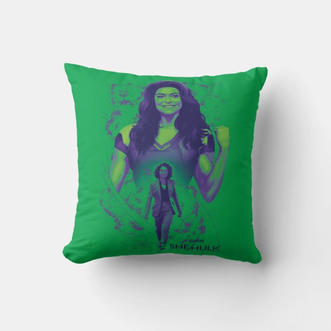 Jennifer Walters She-Hulk Explosive Graphic Throw Pillow (Front)
