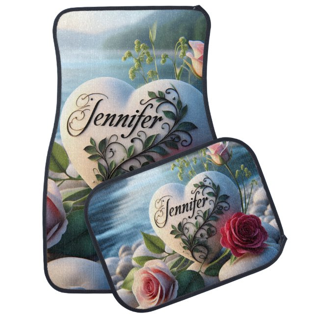 Jennifer's Heart by the River Car Floor Mat (Set)