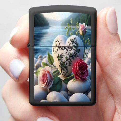 Jennifers Heart by the River Zippo Lighter