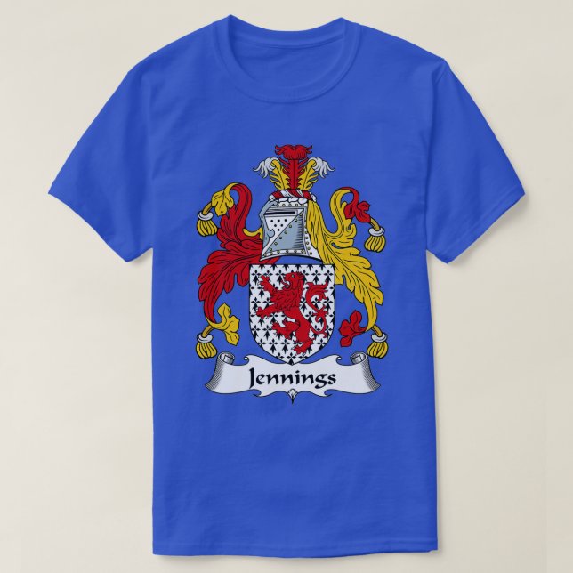 Jennings Coat of Arms Jennings Family Crest  T-Shirt (Design Front)