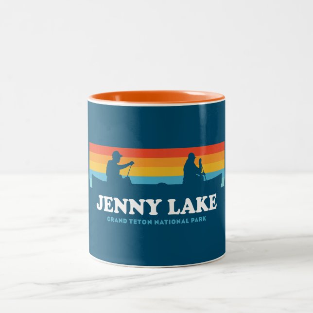 Jenny Lake Grand Teton National Park Canoe Two-Tone Coffee Mug (Center)