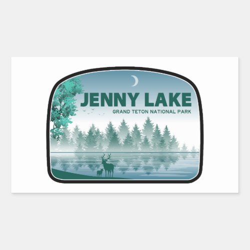 Jenny Lake Grand Teton National Park Deer Rectangular Sticker