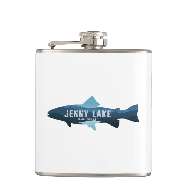 Jenny Lake Grand Teton National Park Fish Flask (Front)