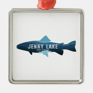 Jenny Lake Grand Teton National Park Fish Metal Ornament