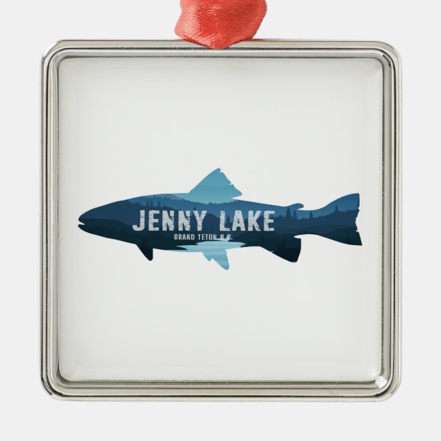 Jenny Lake Grand Teton National Park Fish Metal Ornament (Front)