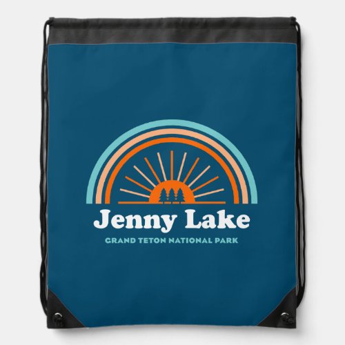 Jenny Lake Grand Teton National Park Rainbow Drawstring Bag