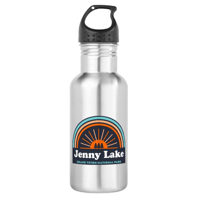 Jenny Lake Grand Teton National Park Rainbow Stainless Steel Water Bottle (Front)