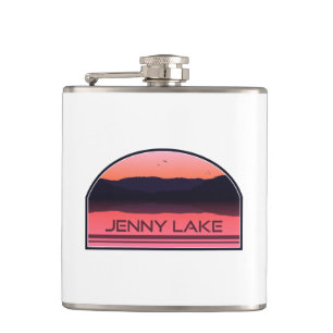 Jenny Lake Grand Teton National Park Red Sunrise Flask