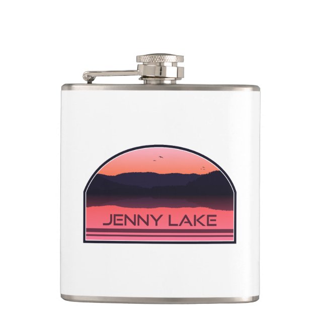 Jenny Lake Grand Teton National Park Red Sunrise Flask (Front)