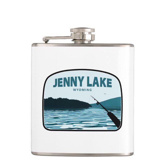 Jenny Lake Wyoming Fishing Rod Flask (Front)