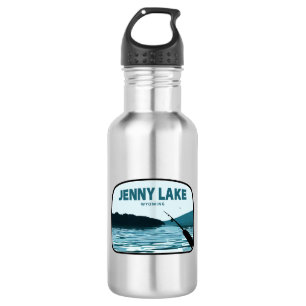 Jenny Lake Wyoming Fishing Rod Stainless Steel Water Bottle