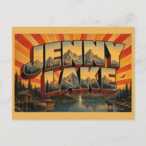 Jenny Lake Wyoming Glacial Lake Mountain Art Postcard
