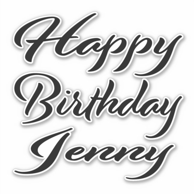 Jenny Name First Name black Sticker Birthday (Front)