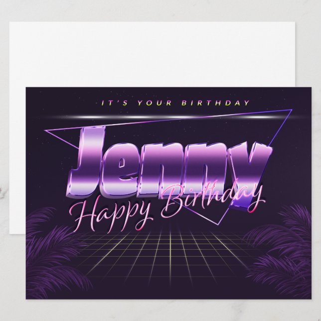 Jenny Name First name lila retro card Birthday (Front/Back)