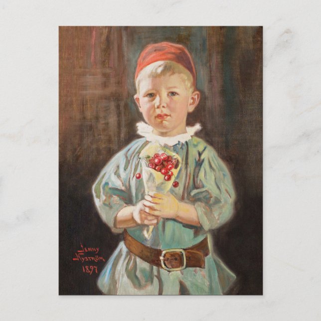 Jenny Nyström Boy with cherries Small children Postcard (Front)