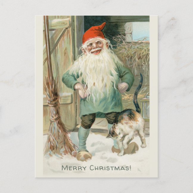 Jenny Nyström Christmas brownie and cat CC1192 Holiday Postcard
