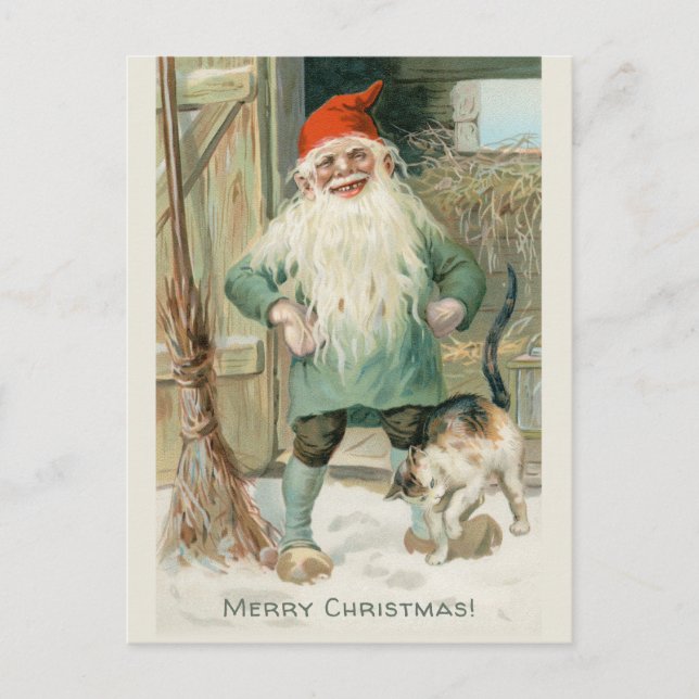 Jenny Nyström Christmas brownie and cat CC1192 Holiday Postcard (Front)