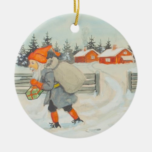 Jenny Nystrom _ Christmas old Swedish illustration Ceramic Ornament